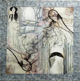 16  Eileen  Shaloum  “Unraveling”
collage with acrylic 
20”H x 20”W